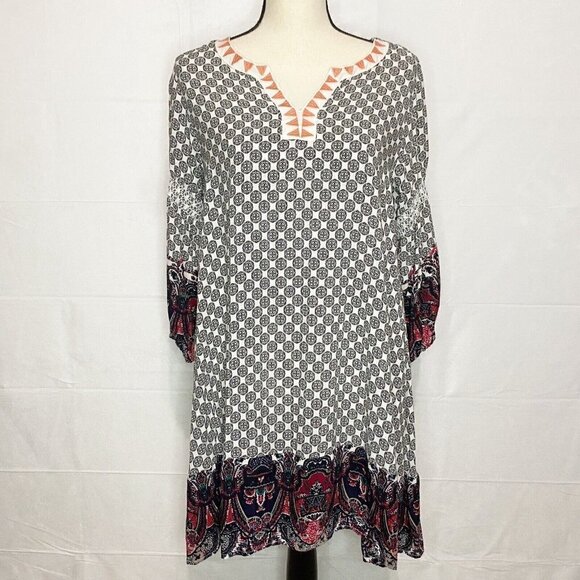 Umgee Dress Size Small Ivory Floral Embroidered Romantic Boho Flounce Lace Trim - Picture 1 of 10